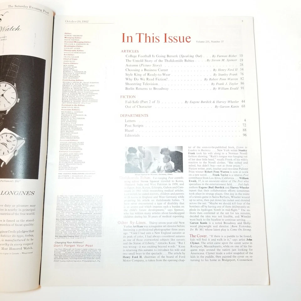 Vintage Saturday Evening Post Magazine John Clymer Cover Oct. 20, 1962 Vntg Ads  - Image 3 of 4