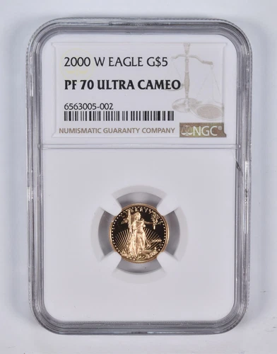 PF70 UCAM 2000-W $5 American Gold Eagle 1/10 Oz. .999 Fine Gold NGC *2351