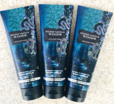 3 Bath  Body Works WICKED VANILLA WOODS Body Cream 8oz LOT/SET of 3