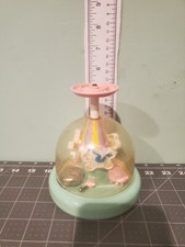 Vintage Push N Merry Go Round Carousel Toy Ponies Ding Bell Spin Tomy