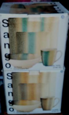 Sanso 16 Piece Dish Set - Hand Crafted - CHOOSE COLOR PATTERN - BRAND NEW IN BOX