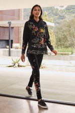 Johnny Was Keone Velvet Leggings Floral Embroidery Legging Black Pants XXL NEW