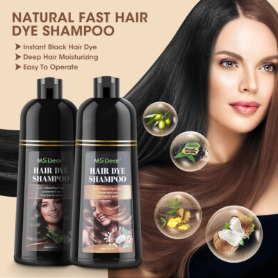 500ML Instant Hair Colour Dye Shampoo Natural Plants Essence Coloring Permanent