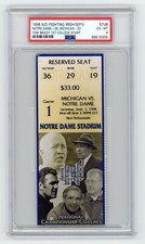 1998 Tom Brady First College Start Ticket Stub PSA 6 Michigan vs Notre Dame