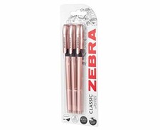 Image of Zebra Classic Rose Gold Ballpoint Pens Black Ink Pack of 3