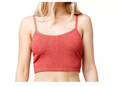 Bold & Stunning! Vicious Young Babes Red Textured Bikini Crop Top   Size Large 