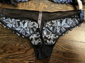 Victoria&rsquo;s Secret Very Sexy Blue Floral Demi Bra And Thong Panty Set- 36D & XL