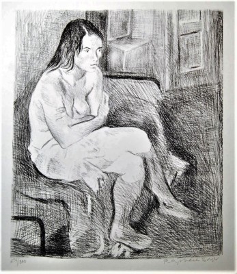 RAPHAEL SOYER Original HAND SIGNED Pencil LITHOGRAPH Stockings LIMITED EDITION