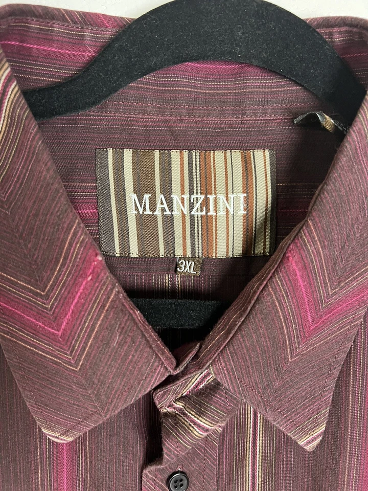 Camisa Manzini con botones para hombre 3XL borgoña rayas puño francés apliques de terciopelo Foto 2 de 4