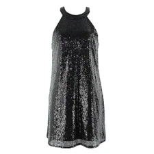One Clothing Sz M Black on Black Full Sequins 100% Polyester Dress