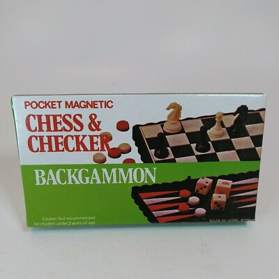 New Backgammon Chess  Checker Mini Magnetic Board Game Cathay Vintage NIP Travel