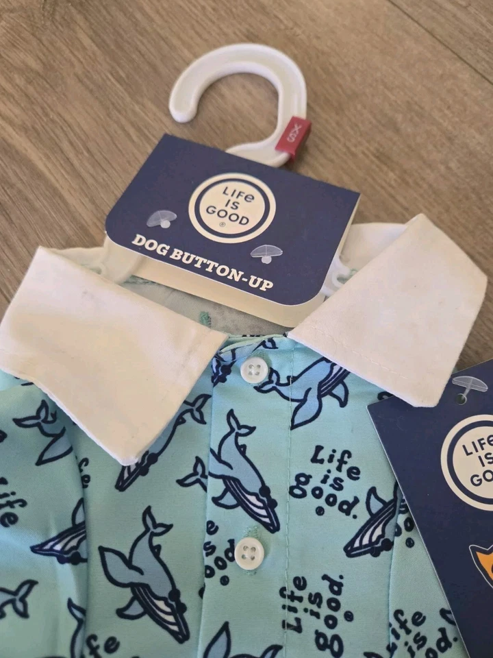 Life is Good Dog Button Up Shirt Size XS Pet Puppy Gift NWT 0325 - Imagem 3 de 4
