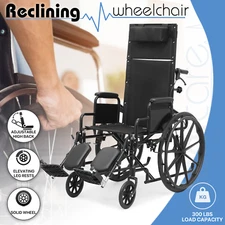 180°Reclining Anti-Tipping Self Propedded Transport Wheelchair Elevating Legrest