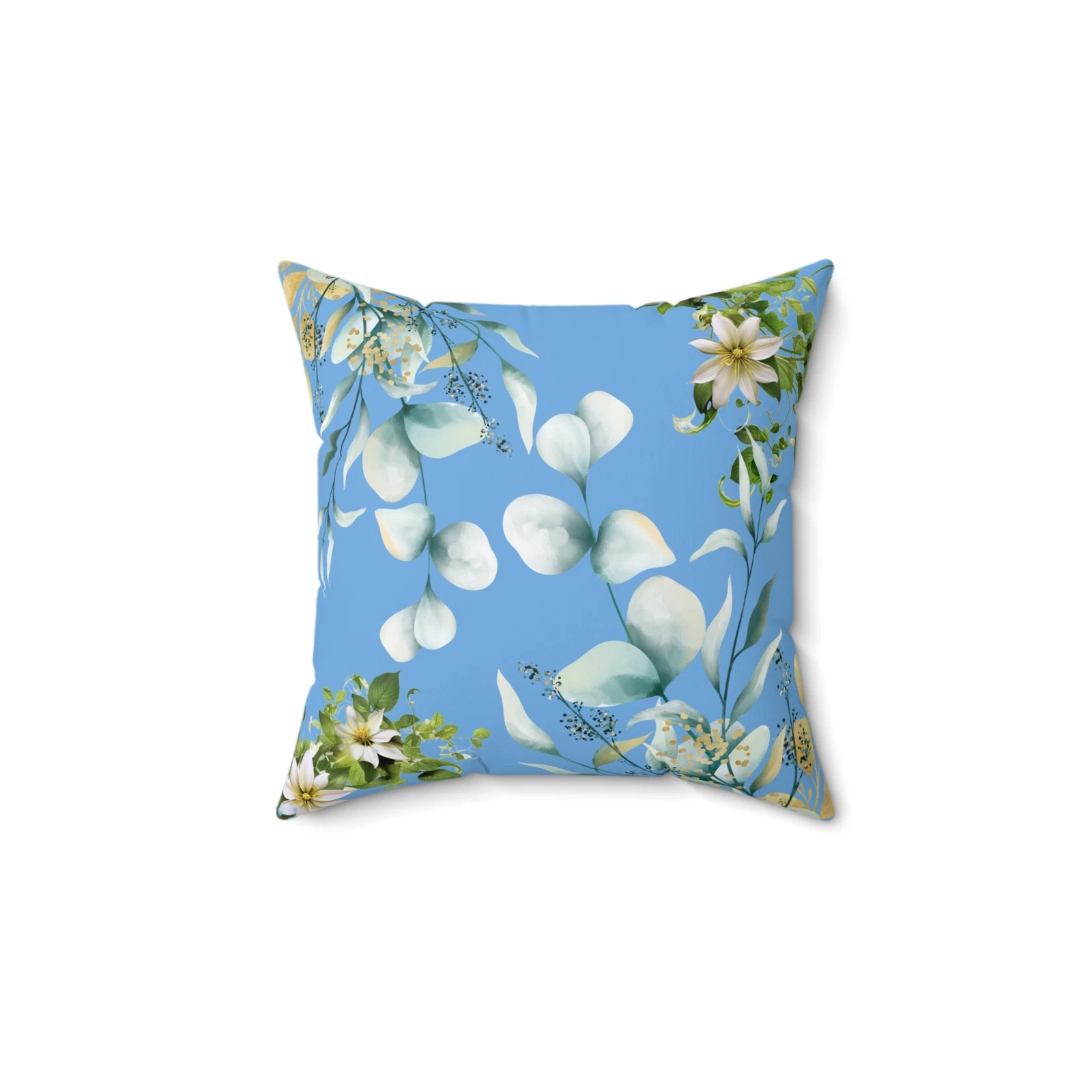 Vintage Baby Blue Green Flowers Pillow & Pillow Cover Decorative Love Home Gift