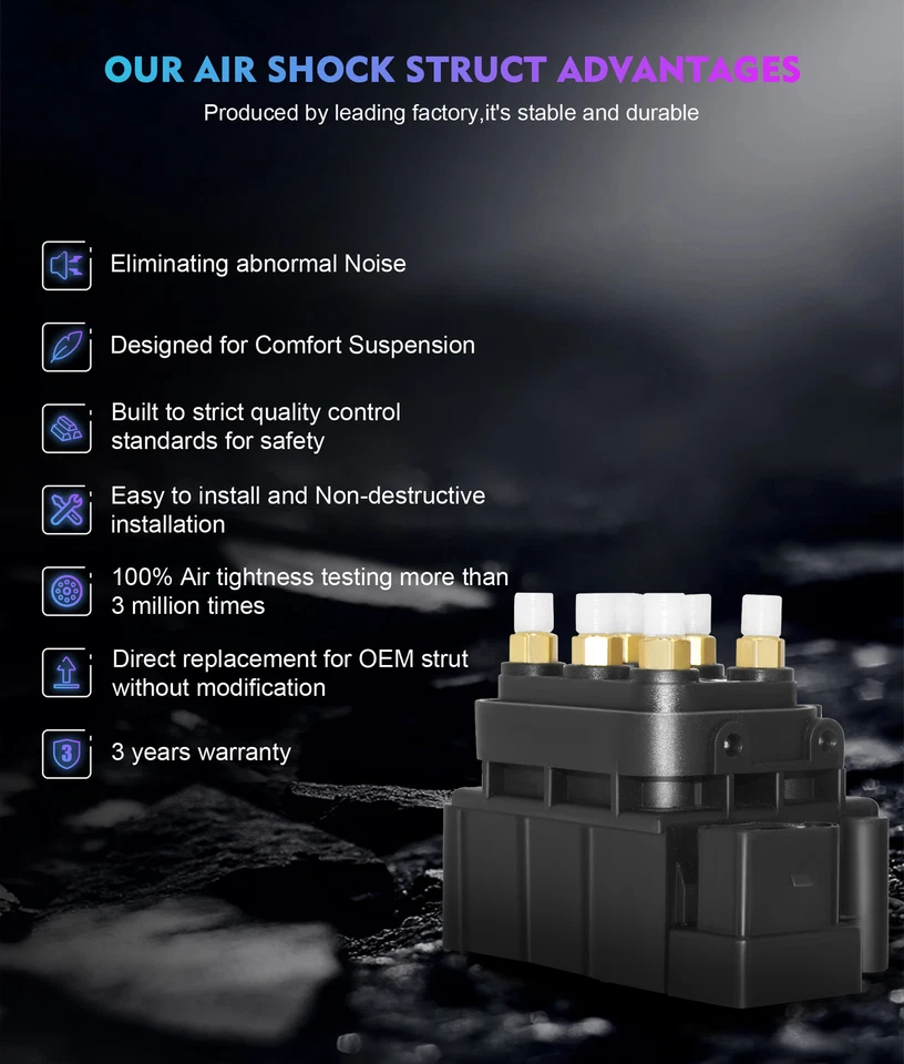 Front Air Suspension Shock Struts Valve Blocks For 2002-2010 Audi A8 S8 Quattro - Image 2 of 4