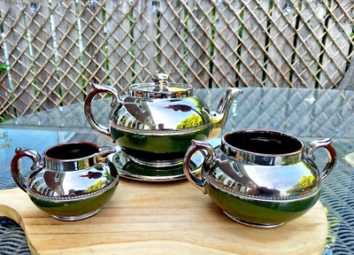 Vintage Silvoe Art Ware G&S Ltd Albany & Harvey Burslem 1930er - 4-teiliges Teeservice