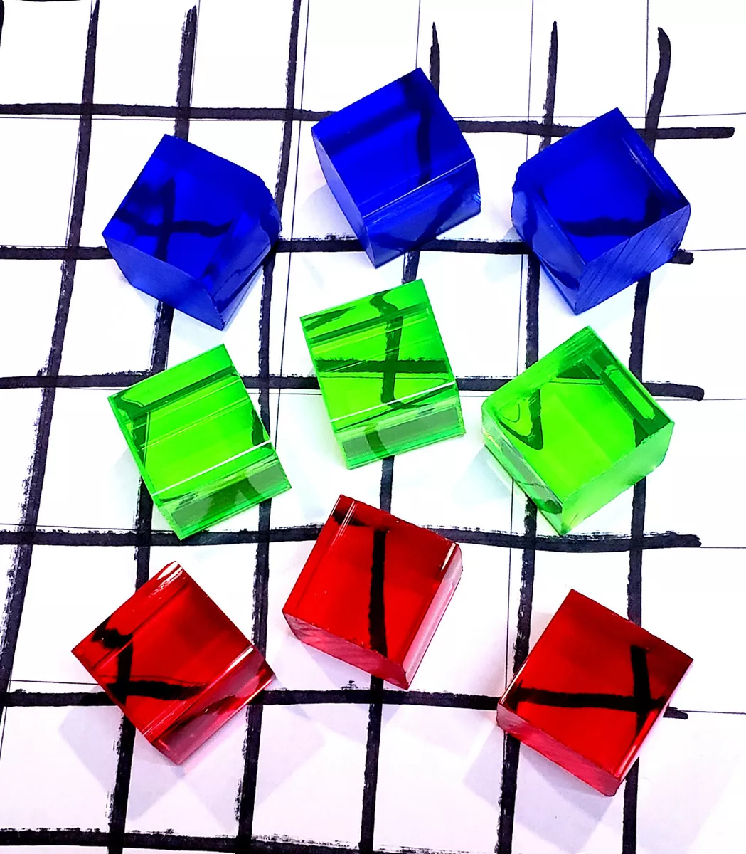 9 CUBES 1” x 1 x 1 COLOR SQUARE CLEAR ACRYLIC RED GREEN BLUE AQUARIUM  BLOCKS 