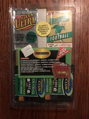 1992 Football TOUCHDOWN Box 16 Unopened JUMBO Packs BOWMAN Over 500 Cards! M30