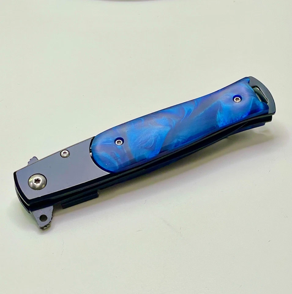 TIGRE-USA 9" Milano STILETTO con Acero ALEMÁN y PERLA AZUL -- ((NUEVO en CAJA)) Foto 2 de 4