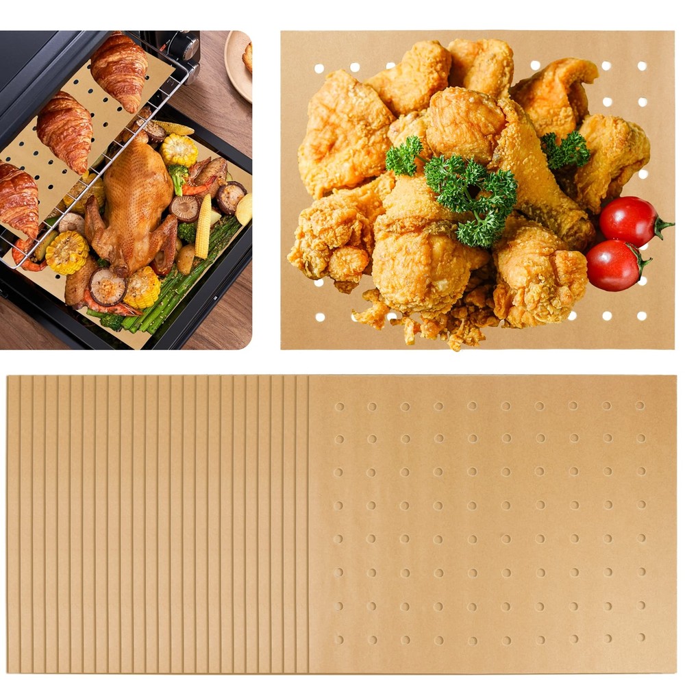 100-Piece 11x9 Inch Disposable Air Fryer Liners for Easy Baking & Cooking