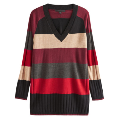 Damen N@@t PETITE V-Ausschnitt gestreift Longline Tunika Pullover Größen UK 8P bis 14P