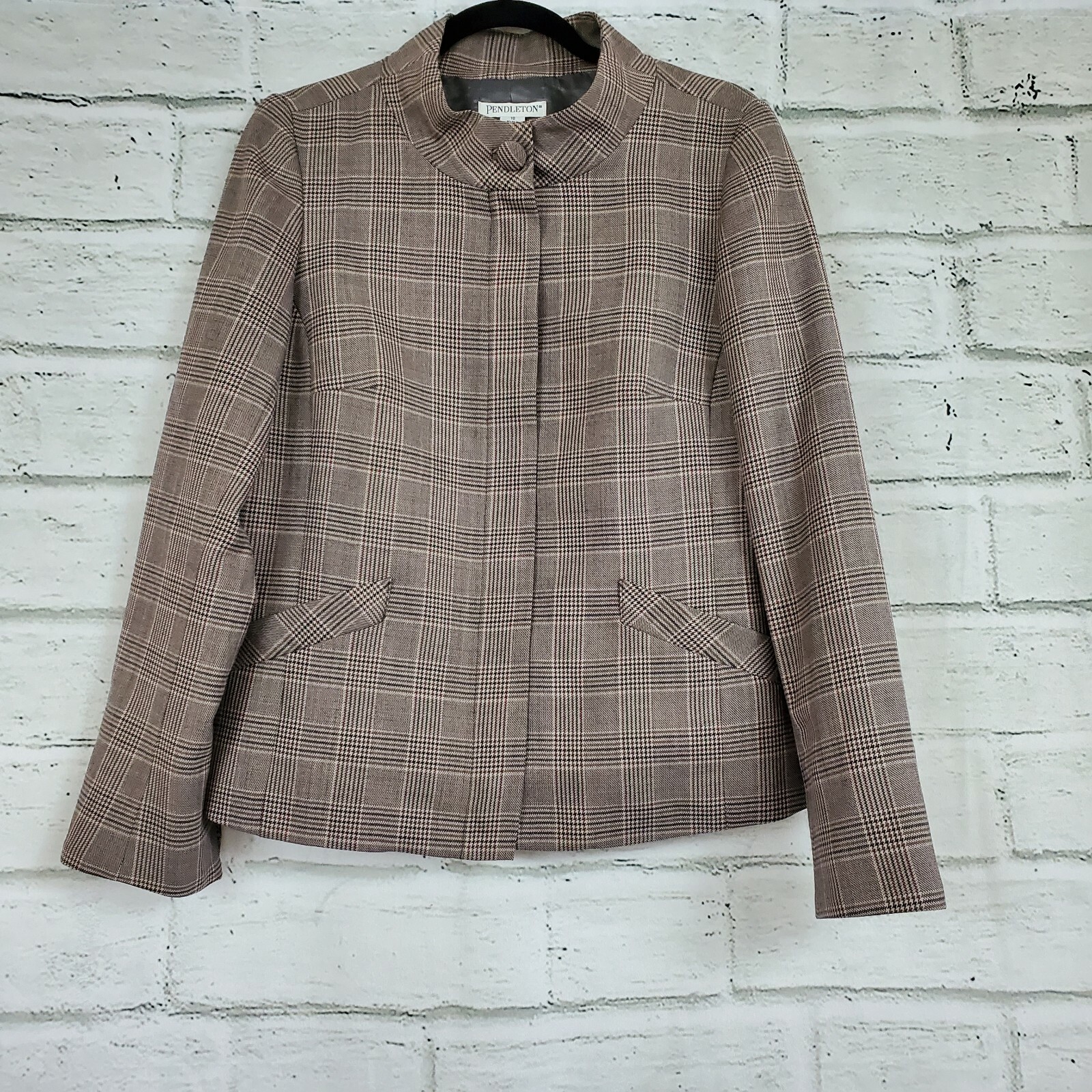 Pendleton Blazer Jacket Checkered Lined Zip Up Wo… - image 8