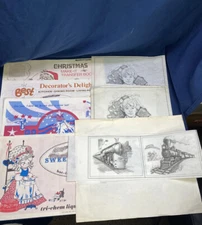 Vintage Tri-Chem Liquid Embroidery Hot Iron Transfer Lot Christmas Western Girls