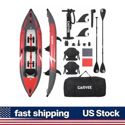 Adults 2-Person Inflatable Kayak Fishing Touring Padded Seats Paddles 3 Fins Pum