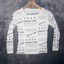 Sence La Angel Womens Long Sleeve T-Shirt S White Lovely You Graphic Print