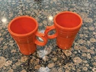 2 Fiesta Latte Ring Handle Mugs Homer Laughlin HLC Orange