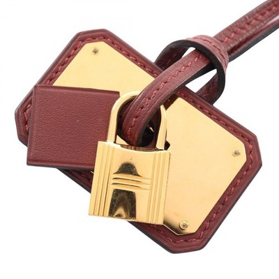 HERMES O'Kelley GM Necklace Pendant Swift leather Bordeaux Used
