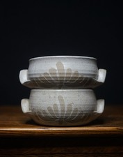 2xCulloden Pottery Studio Stoneware Soup Bowls Handled Scottish 12cm