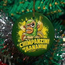Chimpanzini Bananini Ceramic Christmas Ornament - Brainrot Keepsake Xmas Gift