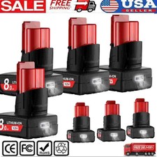 6.0AH 8.0AH For Milwaukee M12 12V Extended Capacity Battery 48-11-2460 2401