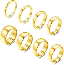 8Pcs Gold Rings Stainless Steel Stacking Rings for Women Statement Bands Plain F