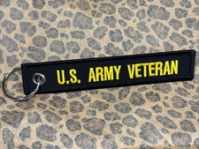 NEW U.S. Army Veteran Embroidered Key Chain. Black 73527