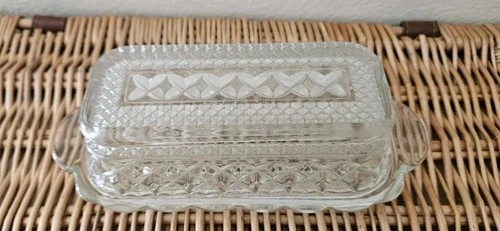 Anchor Hocking Vintage Wexford Crystal Clear Butter Dish With Lid