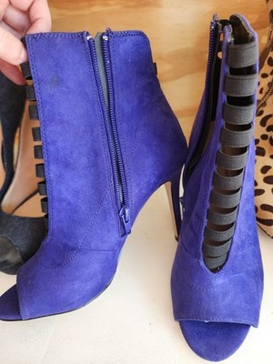 Call It Spring Womens royal Blue Suede Peep Toe Ankle Bootie Zip US 7.5 S 