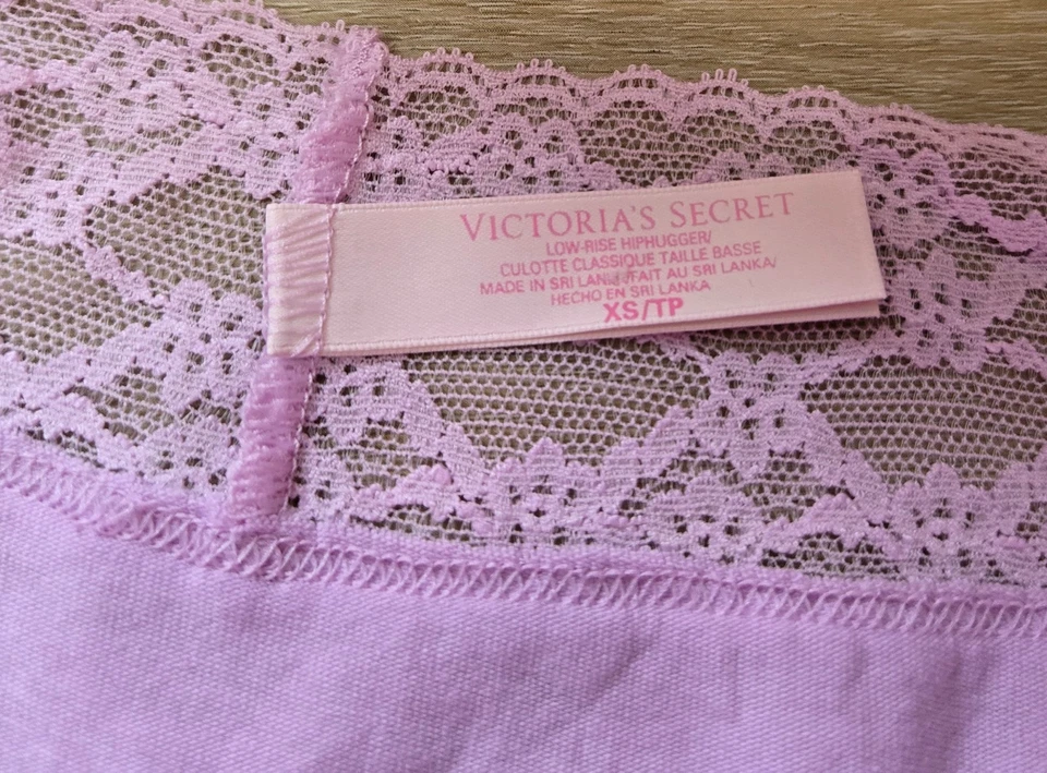 Bragas Hiphugger Vintage Victoria's Secret Algodón Encaje Cintura Logo Tiro Bajo XS Foto 3 de 3