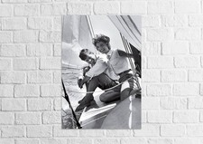 photo of John F. Kennedy and Jacqueline Bouvier- Onassis sailing- Framed History