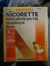 Nicorette 787750 Nicotine Gum to Quit Smoking, 4mg - 160 Count; EXP:2027/08