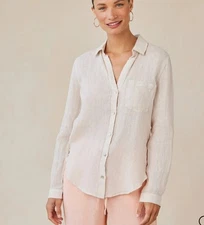 Bella Dahl Linen Long Sleeve Pocket Button Down Shirt Size XS NWT $152