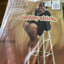 1970 Vintage Chubby Chick Pantyhose NEW Extra Width White OUTSIZE Sealed SizeA