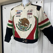 Nascar JH Design Mexico Flag Cotton Twill Snaps Jacket Size XL Very Small Size