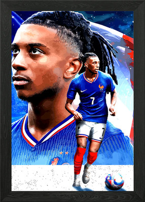Französischer Fußballspieler Portrait gerahmtes Wandbild Poster Leinwanddruck Bild