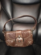 Vintage Y2K Coach Soho Chocolate Brown Leather Flap Front Shoulder Bag