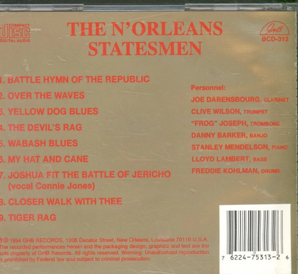 N'orleans Statesmen Self-Titled CD USA G.h.b. 1994 BCD313 - Bild 2 von 3