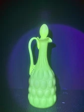 HTF Victorian Mt Washington Thousand Eye Burmese Uranium Glass Cruet W/Stopper