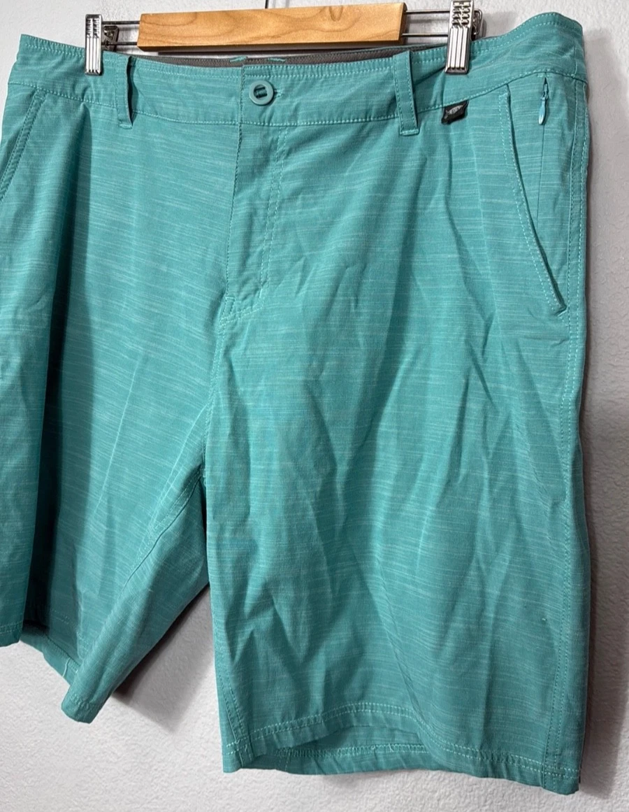 AFTCO Mens Chino Fishing Shorts Size 38 Teal Lightweight Stretch Flat Casual