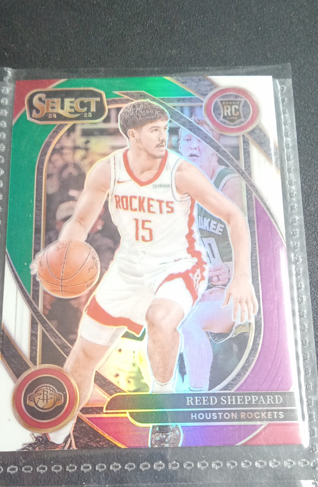2024-25 Panini Select - Courtside Reed Sheppard #299 Green White Purple Prizm...